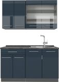 Vicco Fame-Line Enkele keuken – 140 cm, WB anthracite bleu foncé laqué brillant/anthracite