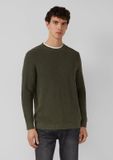 s.Oliver Strickpullover Heren Olijfgroen Katoen Ronde Hals Lange Mouw Regular Fit XXL