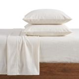 Eddie Bauer Home - Flanellen collectie katoenen beddengoed lakenset, voorgekrompen en geborsteld voor extra zachtheid, comfort en gezellig gevoel, tweeling, ivoor