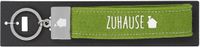 Depesche 4298-107 Loop vilten sleutelhanger met gegraveerd metalen uiteinde en iconische print, Home, groen, ca. 18,7 x 4,4 x 1 cm