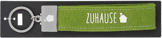 Depesche 4298-107 Loop vilten sleutelhanger met gegraveerd metalen uiteinde en iconische print, Home, groen, ca. 18,7 x 4,4 x 1 cm