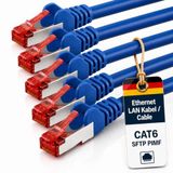 1aTTack.de Cat6 SFTP LAN netwerkkabel 5x 0,5m RJ45 Ethernet blauw