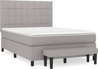 vidaXL Boxspring met matras stof lichtgrijs 140x190 cm