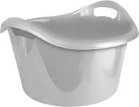 Hega Hogar Grote teil/afwasbak/kuip - kunststof - rond - handvatten - 54 x 32 cm - 38 liter - zilvergrijs