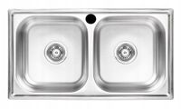 Kuchinox Évier de cuisine en acier inoxydable - 2 cuves - Encastrable - 78x43cm