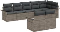 vidaXL Tuinbank Set 8-persoons Grijs Polyrattan