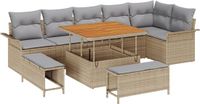 vidaXL Banc de jardin 9 pièces beige/gris clair