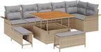 vidaXL Banc de jardin 9 pièces beige/gris clair