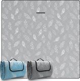Merkloos / Sans marque DEWUR Picknickdeken Waterdicht Wasbaar, Stranddeken Zandvrij XXL Campingdeken Strandmat Geïsoleerd met Waterdichte Onderkant (200 x 200 cm, Grijs)