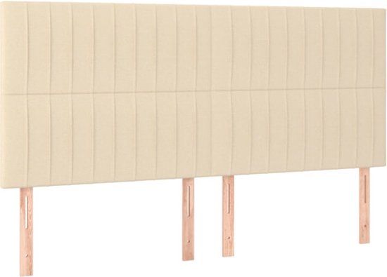 vidaXL Hoofdbord - crème - 200x5x118/128 cm - stof