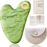 oCreon Chris Gua Sha Face Tools-Xiuyan Jade Gua Sha Stone for Face Massage, Jawline Sculpting & Reduce Bags with Silicone Case (Green)