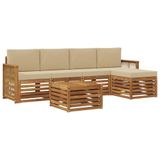 vidaXL Buiten bankenset 6 st Natuurlijk en Beige