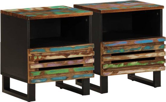 vidaXL Nachtkastjes 2 stuks 40x34x46 cm massief gerecycled hout