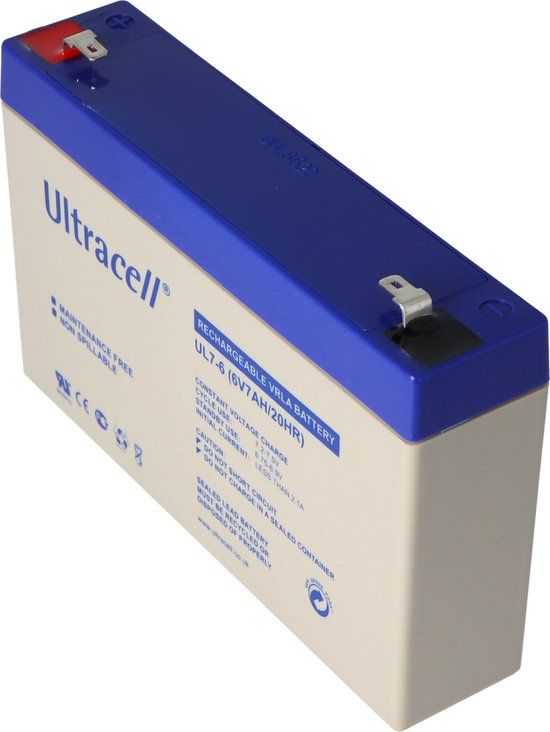 Ultracell UL7-6 loodbatterij 6V 7Ah - Faston 4,8 mm