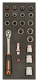 Bahco Foaminlay Fit&Go 1/3 met doppen en toebehoren 1/2" - 21-delig