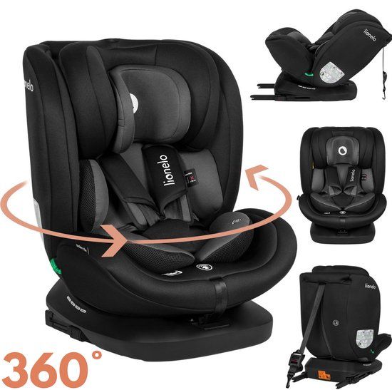 Lionelo Bastiaan i-Size Autostoel 4in1 - 360° Draaibaar - ISOFIX - Zwart/Grijs