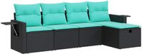 vidaXL 5-delige Loungeset met kussens, polyrattan, zwart