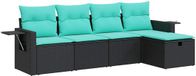vidaXL 5-delige Loungeset met kussens, polyrattan, zwart