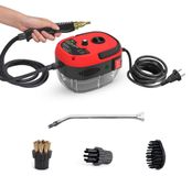 Merkloos Handstoomreiniger stoomreiniger stoommachine - 2500 W - 3 bar - Met 3 borstelkoppen - Voor keuken, badkamer en auto