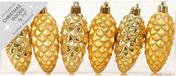 Inge-glas Christmas Goods Kersthangers - 6x - dennenappels - goud - 9 cm