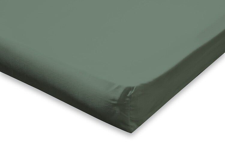 Elegance Topper Fitted Sheet Cotton Percale - Grenat Green - 160x200