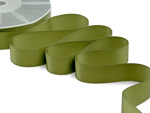 Furlanis - Dubbel satijnen lint - mosgroen - 25 mm x 50 m