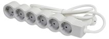 LEGRAND, Platte stekkerdoos, 6-voudig stopcontact, meervoudige stekkerdoos, 1,5 meter kabellengte, ultrawit/grijs, 694557