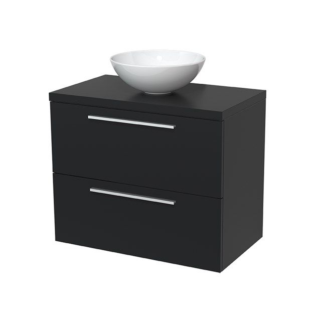 Maxaro Badkamermeubel Modulo Plato Mat Zwart 80cm 2 Lades