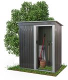 Mobiclinic Nomi Tuinschuur - Metaal - Grijs - 150 x 75 x 181 cm