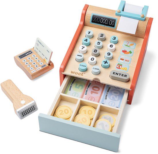 New Classic Toys Houten Speelgoedkassa - Rood