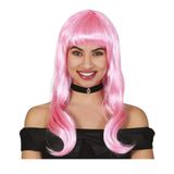 FIESTAS GUIRCA Roze Lange Pruik met Pony - Barbie Stijl