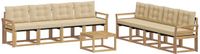 vidaXL - Hoek loungeset - 8 zitplekken - Wit en Beige - Acacia Hout