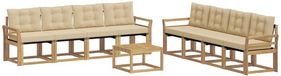 vidaXL - Ensemble de salon d'angle - 8 places assises - Blanc et Beige - Acacia Bois