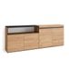 Skraut Home | Dressoir, Opbergkast | Buffetkast, Sideboard | 200x75x35cm | 4 Deuren | Woonkamer, hal | Moderne stijl | Eiken/Zwart