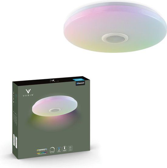 Varin Varin® LED Smart plafondlamp met bluetooth speaker - Ø 38cm - 48W - RGB - Met app en afstandsbediening