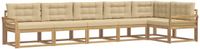 vidaXL Hoek loungeset Wit en Beige Polyester 6 zitplaatsen
