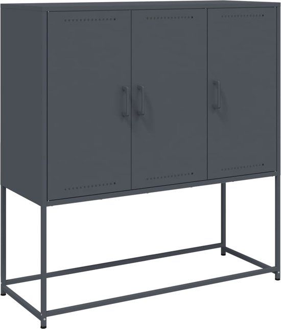 vidaXL Hoge kast 100,5x39x107 cm staal antracietkleurig