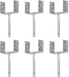 vidaXL Grondankers 6 stuks 14x6x30 cm gegalvaniseerd staal zilverkleurig