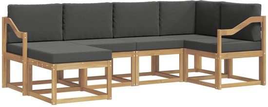 vidaXL Hoek loungeset 6-delig Wit en Antracietkleurig Polyester