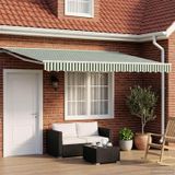 Maison Exclusive - Parasol électrique, 4,5 x 3 mètre, vert-blanc rayé