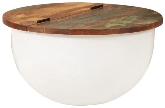 vidaXL Salontafel 50x27 cm massief gerecycled hout wit