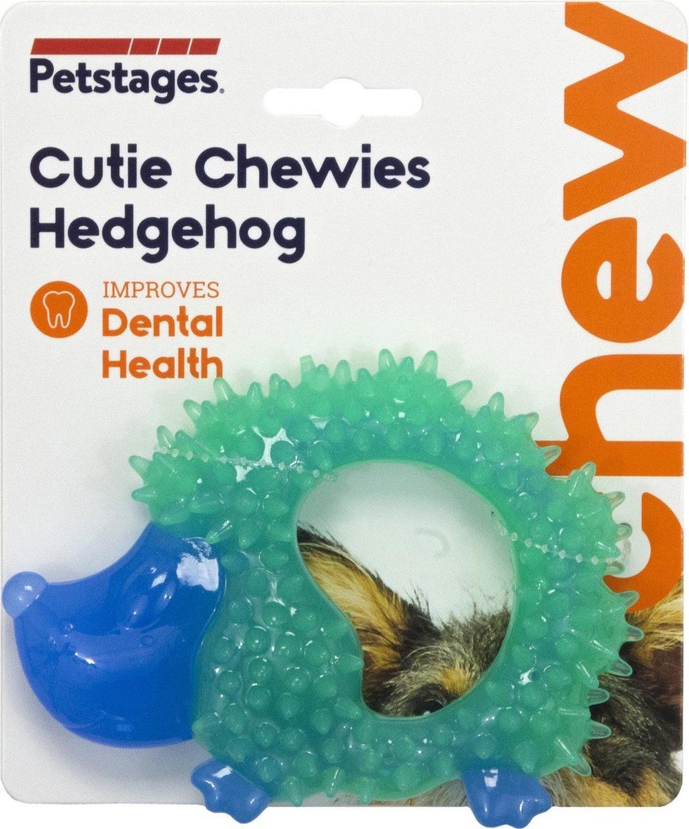 Petstages Orka Cutie Chewies Hedgehog - Hondenspeelgoed - Mintgroen Blauw