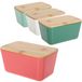 com-four® set de stockage avec couvercles en bambou - Boîtes de rangement en plastique