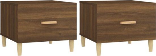 vidaXL Salontafels 2 stuks 50x50x40 cm bewerkt hout bruin eikenkleur