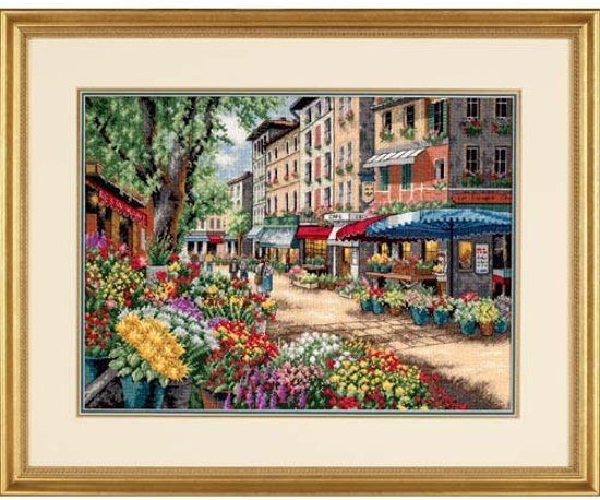 Dimensions borduurpakket 35256 Marktscene in Parijs