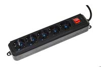 LINK LKMP053N meervoudige stekkerdoos met 5 universele stopcontacten Ita/Schuko 10/16 A - stekker 16 A met schakelaar kabel 3 m kleur zwart
