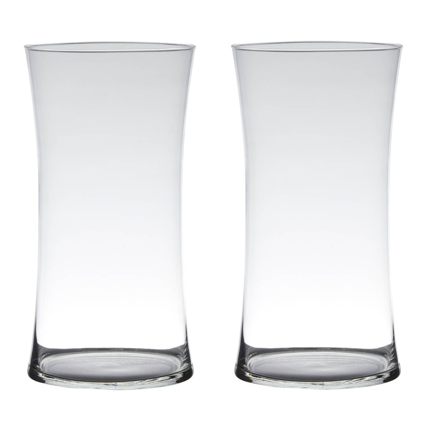 Set van 2x transparante glazen vazen - 40 x 20 cm - Bloemenvaas - Binnen gebruik