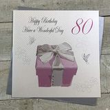 Wit White Cotton Cards 80e Verjaardagskaart
