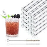 HALM Glazen Rietjes kort - 20 stuks recht 15 cm - Glazen Rietjes Set Herbruikbaar + plasticvrije Reinigingsborstel - Drinkrietjes voor Cocktailglazen, Kinderbekers - Smoothie Rietjes