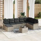 vidaXL Tuinbank - Set - 9 - st - Lichtgrijs - poly - rattan